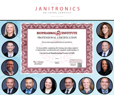 Janitronics Building Services Congratulates 12 team members on BioPharma Institute Certification