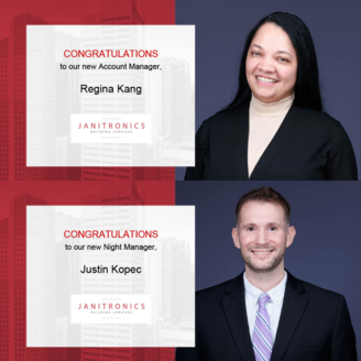 Janitronics Building Services Congratulates Regina Kang and Justin Kopec on their promotions