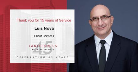 Janitronics Building Services Congratulates Luis Nova for 15 Years of Service