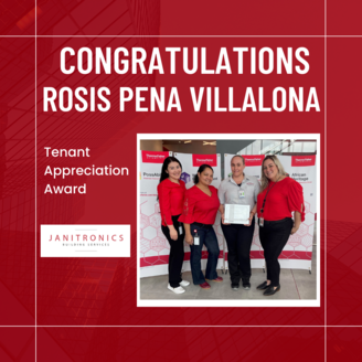 Janitronics Building Services Congratulates Rosis Pena Villalona